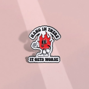 Cartoon Red Flame Enamel Pin Metal Brooch Funny Slogan Badge For Clothing Bag Accessory Individual Creative Jewelry