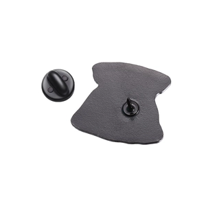 Detail view of the matte black metal pin base and soft rubber clutch back accessory