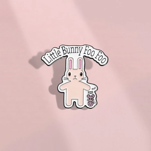 Χαριτωμένη Καρφίτσα Σμάλτου Little Bunny Foo Foo Κράμα Κινουμένων Σχεδίων Ροζ Κουνέλι Ποντίκι Μεταλλικό Σήμα Για Τσάντες Ρούχα Κοσμήματα
