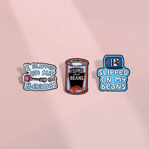 Funny Cartoon Enamel Pin Slipped On My Beans Quote Brooch For Clothing Backpack Taylor Swift Eras Tour Lyrics Pin Alloy Jewelry Gift Unisex