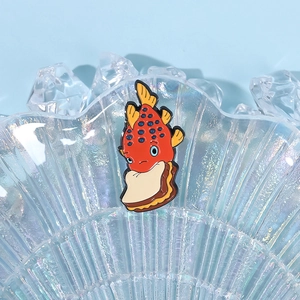 Creative cartoon fish eating sandwich enamel brooch with red koi fish design accessory