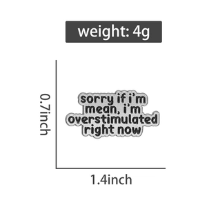 Detailed size specifications for the enamel pin with social message and dimensions