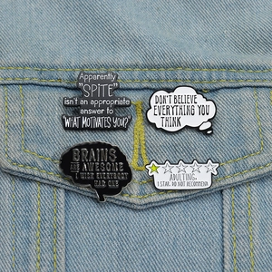 Funny Sarcastic Quote Zinc Alloy Enamel Brooch Pin For Clothes Bag Adulting One Star Brain Shape Fashion Jewelry Badge