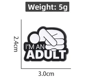 Detail view of monochrome stickman enamel pin with dimensions 3.0cm by 2.4cm and 5g weight