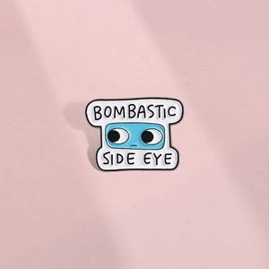 Bombastic Side Eye Enamel Pin Cartoon Blue Eyes Brooch Alloy Funny Letter Badge For Backpack Clothes Accessory Gift