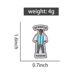 Dimensions du pin's émaillé montrant 1,6 pouce de hauteur et 0,7 pouce de largeur