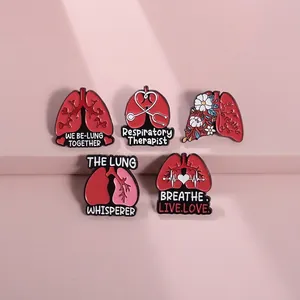 Creative Lung Anatomy Enamel Brooch Pin Medical Floral Heart Respiratory Therapist Gift Metal Badge For Doctors Nurses