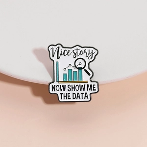 Funny Data Analysis Enamel Pin Zinc Alloy Show Me The Data Brooch Magnifying Glass Chart Office Humor Badge For Women Men