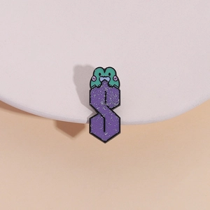 Spilla in Smalto a Forma di Rana con Lettera S Weird Anni '90 Lega di Zinco Glitter Viola Spilla da Bavero in Metallo Accessorio Zaino