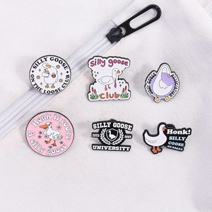 Lot de 6 pins en émail oie mignonne avec citations humoristiques pour sacs et vêtements