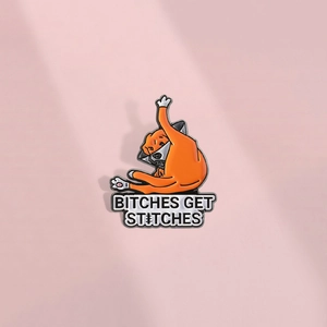 Funny Cartoon Orange Dog Enamel Pin Brooch With Elizabeth Collar Quote Alloy Badge For Backpack Clothes Accessory