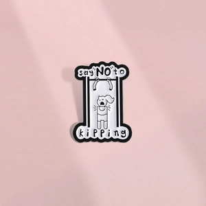 Humorous Fitness Cartoon Enamel Pin Say No To Kipping Enamel Brooch Black White Alloy Badge For Backpack Clothes Accessory