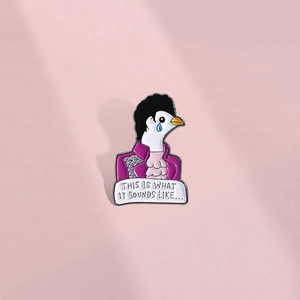 Creative Quirky Animal Metal Badge Personalized Gentleman Pigeon Brooch Enamel Pin Purple Suit Lyrics Jewelry Gift Unisex