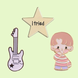 Cartoon Guitar Enamel Pin White Guitar Star Badge Cute Boy I Tried Star Brooch For Clothing Backpack Accessories Gift