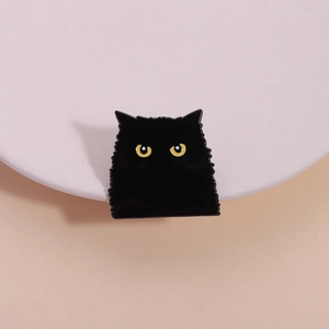 Épingle en Émail Chat Noir qui Regarde Broche Animale Halloween Costume Horreur Sac à Dos Chapeau Accessoire Alliage Zinc