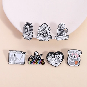 Funny Skeleton Enamel Pin Gothic Horror Badge Halloween Gift Zinc Alloy Brooch For Backpack Hat Accessories Jewelry