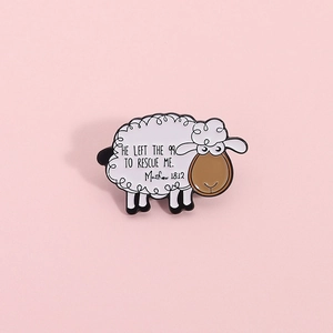 Broche de Esmalte de Oveja de Dibujos Animados Cita Religiosa de la Biblia Mateo 18-12 Insignia de Metal de Aleación Joyería Regalo para Ropa Bolsa
