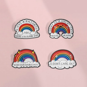 Creative Rainbow Cloud Enamel Brooch Pin Funny English Slogan Zinc Alloy Badge Cartoon Brooch Jewelry For Clothes Bags Decor