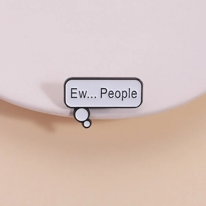 Ew People Enamel Brooch Personalized Speech Bubble Badge Creative English Phrase Cartoon Letter Alloy Lapel Pin Jewelry Accessory