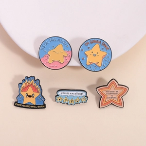 Cartoon Star Enamel Pin Motivational Text Zinc Alloy Brooch Badge For Backpack Clothing Jacket Accessories Decorative Lapel Pin
