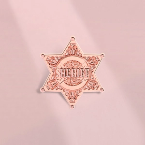 Retro Rose Gold Sheriff Badge Brooch Hexagram Star Metal Pin With Sheriff Letter For Uniform Costume Accessories