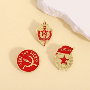Set di spille in smalto metallico URSS CCCP KGB rosso e oro per decorazione di abbigliamento