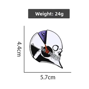 Enamel skull brooch size dimensions showing 4.4cm height and 5.7cm width with 24g weight