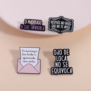 Épinglette en Émail Avec Citation Espagnole Créative Badge Lettre en Alliage de Zinc Broches Enveloppe Motivation Positive Pour Vêtements Sacs Bijoux Unisexe