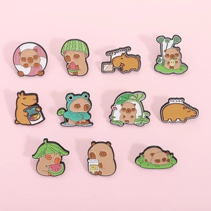Cute Cartoon Capybara Enamel Pin Alloy Brooch Funny Animal Summer Series Badge For Backpack Clothes Hats Jewelry Accessories Gift