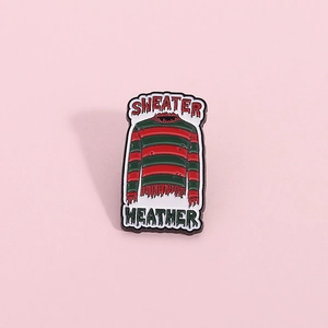Horror Movie Stripe Sweater Enamel Pin Badge Sweater Weather Melting Letter Brooch Unisex Clothes Backpack Lapel Pin Jewelry Gift