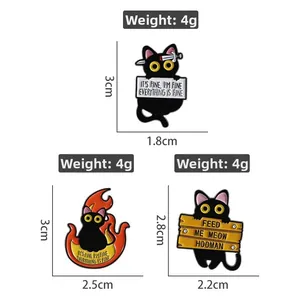Detaillierte Größentabelle für Emaille-Pins schwarze Katze mit 4g Gewicht und 3cm Höhe