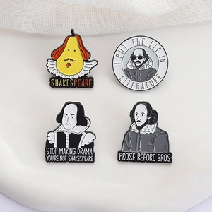 Lot de pins en émail Shakespeare avec motifs de dessins animés littéraires créatifs