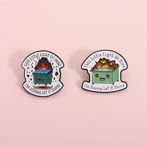 Funny Dumpster Fire Enamel Pin Cartoon Quote This Little Light Of Mine I'm Gonna Let It Shine Alloy Brooch Jewelry Gift
