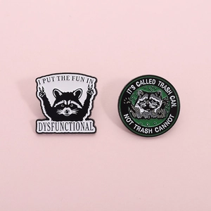 Funny Cartoon Raccoon Enamel Brooch Personalized Alloy Lacquer Badge Animal Pun Slogan Jewelry For Backpack Clothing Accessories