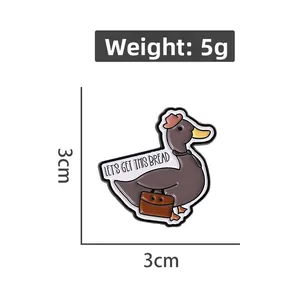 Vue détaillée du pin's canard émaillé avec texte motivant et dimensions de 3x3cm