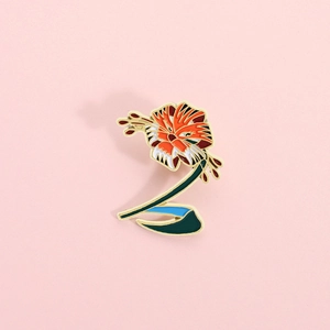 Creative Tiger Head Lily Flower Enamel Brooch Alloy Gold Plated Artistic Animal Floral Lapel Pin For Backpack Clothing Decoration