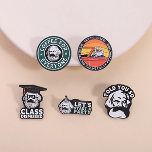 Humorous Karl Marx Enamel Pin Alloy Brooch Creative Slogan Badge Funny Portrait Jewelry For Clothing Backpack Hat Accessory