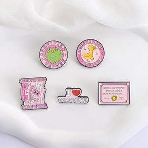 Lot de 5 broches émaillées mignonnes avec citations Yapper roses et motifs animaux