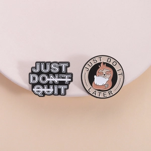 Creative Alloy Sloth Enamel Pin Set Motivational Text Funny Animal Brooch For Backpack Clothing Decoration Gift Badge