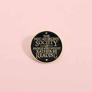 Reading Enthusiast Enamel Pin Round Black Gold Metal Brooch Rather Be Reading Badge Literary Jewelry Gift For Book Lovers