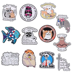 Funny Cartoon Animal Enamel Pin Raccoon Possum Sloth Meme Zinc Alloy Painted Brooch Badge For Bag Clothes Jewelry Accessory