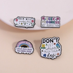 Broches en Émail avec Citations Inspirantes Dessin Animé Alliage de Zinc Arc-en-Ciel Fleur Cœur Badge pour Vêtements Accessoires de Sac Bijoux Cadeau