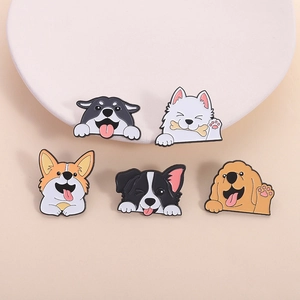 Cartoon Dog Enamel Pin Set Corgi Golden Retriever Husky Samoyed Zinc Alloy Animal Badge Brooch For Backpack Jewelry Gift