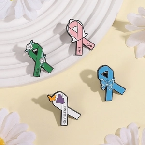 Lot de quatre broches ruban en émail pour la sensibilisation au SSPT et l'espoir sur plat