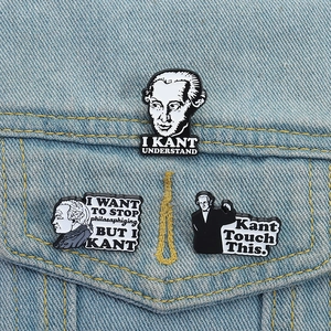 Immanuel Kant Emaille-Pins-Set für Jeansjacken mit lustigen Philosophie-Zitaten und Wortspielen