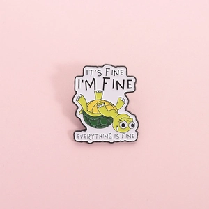 Funny Flipped Turtle Enamel Pin Humorous It Is Fine Meme Alloy Cartoon Badge For Clothing Backpack Accessories Jewelry