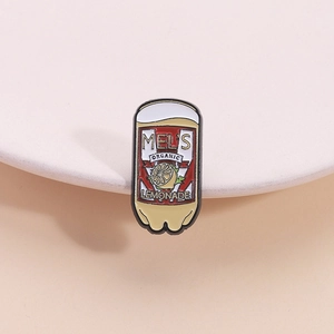 Retro Creative Organic Lemonade Can Enamel Brooch Zinc Alloy Metal Badge For Clothing Backpack Accessories Unisex Jewelry