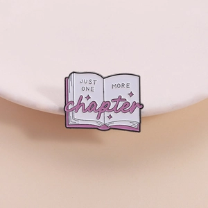 Just One More Chapter Enamel Pin Cute Book Brooch Pink White Zinc Alloy Badge For Book Lovers Students Backpack Accessory
