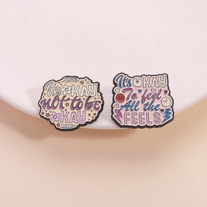 Inspirational Quote Zinc Alloy Enamel Pin It is Okay To Feel All The Feels Letter Brooch For Backpack Clothes Decor Gift