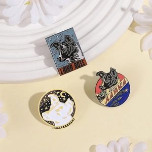 Laika Space Dog enamel pin set with Laika Boss lettering and creative astronaut dog design